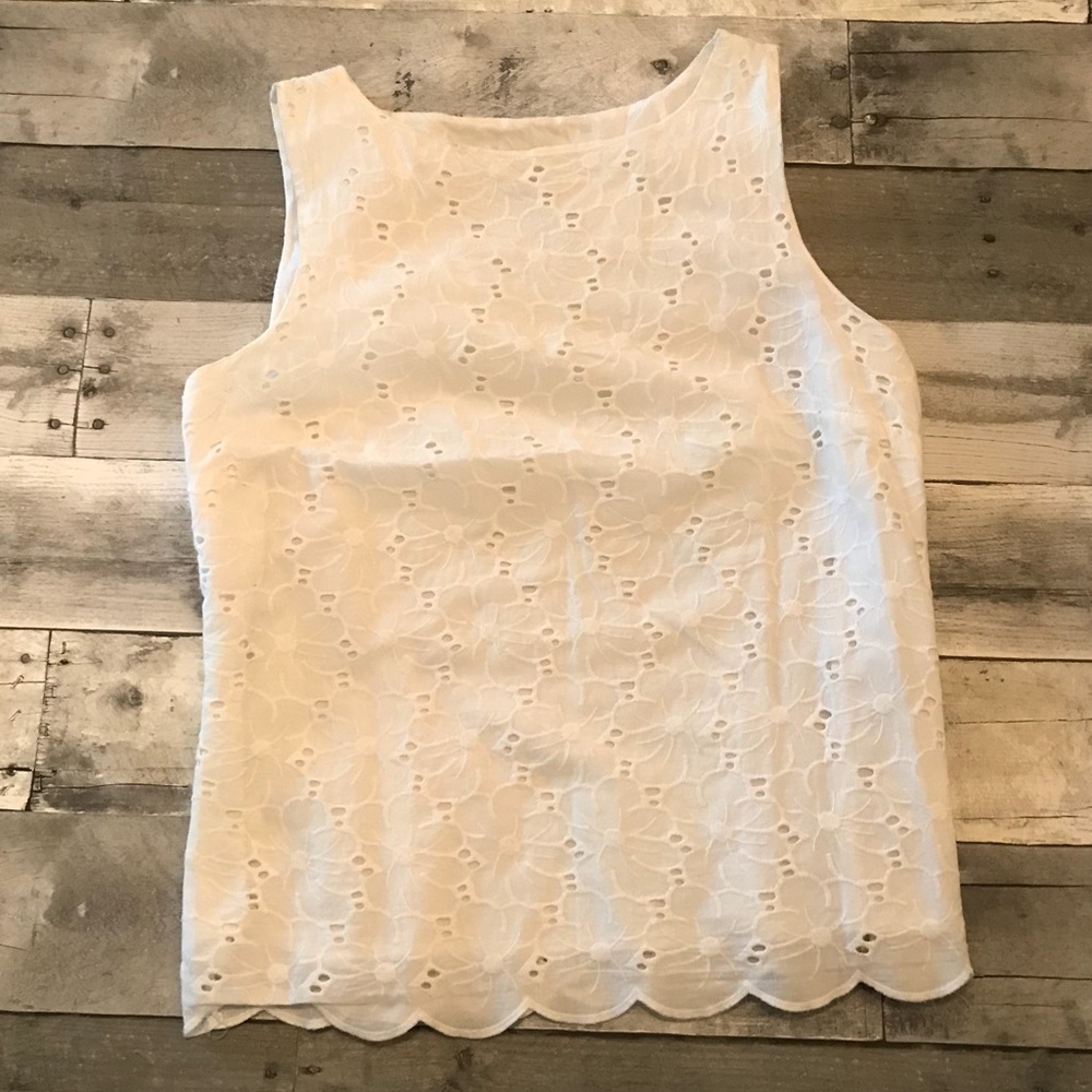 White lace eyelet tank Laundry by Shelli Segal
